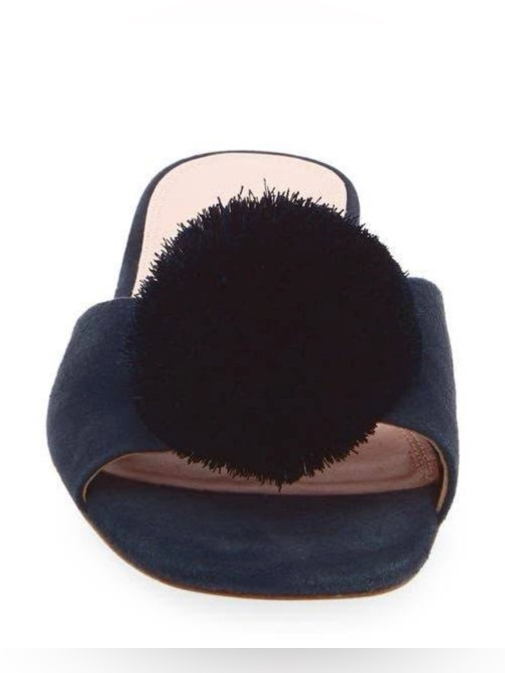 Kate Spade Navy Amour Pom Pom Slide Sandals Suede Flat Slip-On. Size 9.5 - Picture 3 of 10
